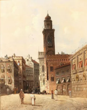 Platz in Cavalis by August Von Siegen Oil Painting