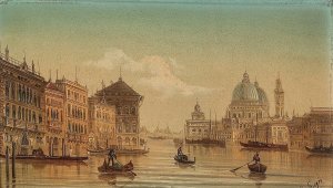 Venice, Canal Grand S. Maria della Salute, Venezia by August Von Siegen Oil Painting