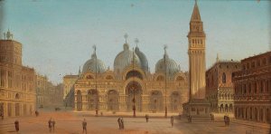 Venice, St Mark's Square And St. Mark's Basilica by August Von Siegen Oil Painting