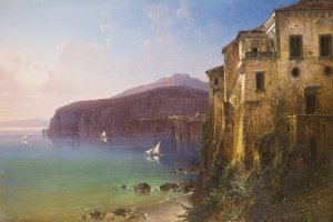 House of Tasso at the coast of Sorrent by August Wilhelm Ferdinand Schirmer Oil Painting