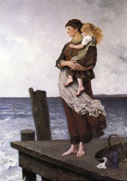 Main Product Photo of Waiting Painting by August Wilhelm Nikolaus Hagborg