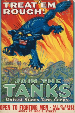 Treat 'em rough - Join the tanks United States Tank Corps by August William Hutaf Oil Painting