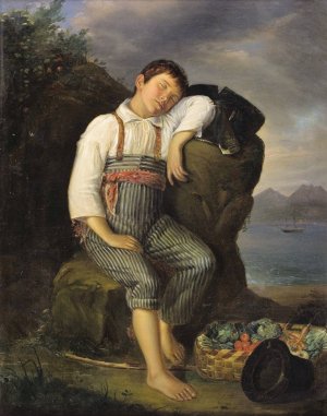 A Roadside Nap by Auguste Alexandre Guillaumot Oil Painting
