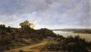 View from Plougastel, Brittany Oil painting by Auguste Allonge