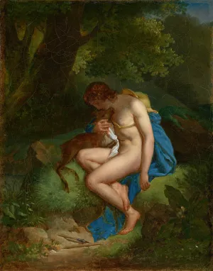 Cyparissus mourning his stag by Auguste Alphonse Gaudar De La Verdine Oil Painting