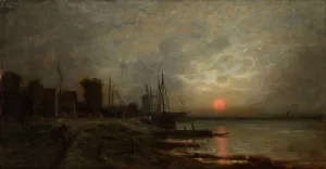 Coucher de soleil en Hollande by Auguste Anastasi Oil Painting