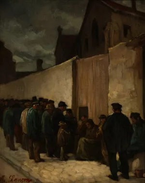 Les Pauvres au coin de la rue de la Sante Oil painting by Auguste Andre Lancon