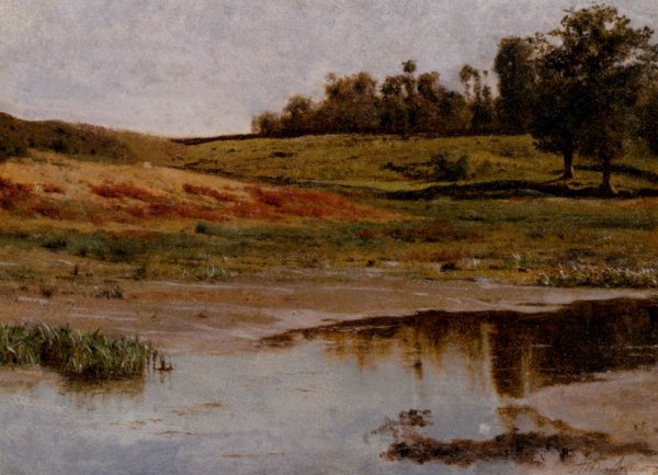 Au Bord De L'etang by Auguste Bonheur - Hand-Painted Oil Painting Reproduction