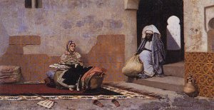 The Open Market by Auguste Bouchet Oil Painting
