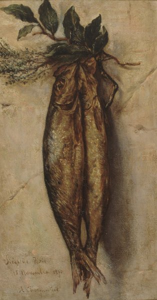 Main Product Photo of Harengs ayant servi a l'alimentation pendant le siege de Paris  Painting by Auguste Charpentier