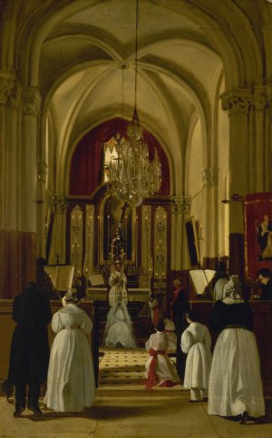 La premiere communion de Leopoldine a Fourqueux, le 8 septembre 1836 by Auguste De Chatillon Oil Painting