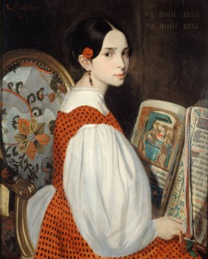 Leopoldine au Livre d'Heures by Auguste De Chatillon Oil Painting