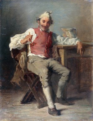 L'homme a la pipe by Auguste Dutuit Oil Painting
