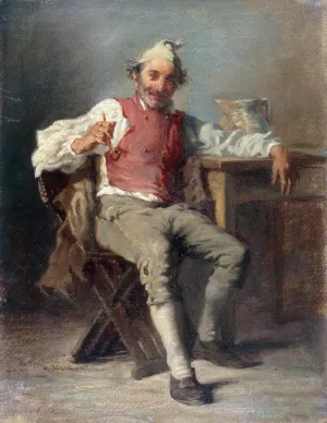 L'homme a la pipe by Auguste Dutuit Oil Painting