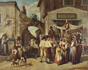 Marchands ambulants a Tivoli by Auguste Dutuit Oil Painting