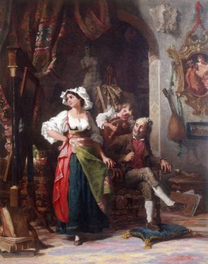 Modeles dans un atelier, pendant l'absence du peintre by Auguste Dutuit Oil Painting