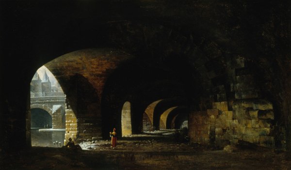 La Voute du quai de Gesvres  by Auguste Jacques Regnier - Hand-Painted Oil Painting Reproduction