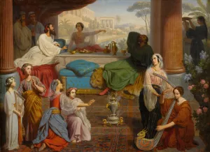 Queen Esther Denouncing Haman by Auguste Jean-Baptiste Leloir Oil Painting