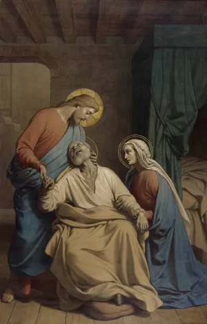The Death of Saint Joseph Oil painting by Auguste Jean-Baptiste Leloir