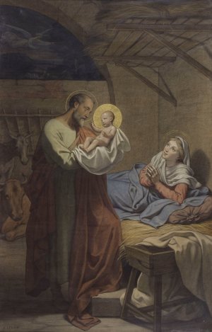 The Holy Family by Auguste Jean-Baptiste Leloir Oil Painting