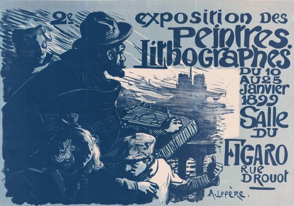 Affiche voor de tweede tentoonstelling van de Peintres Lithographes  by Auguste Louis Lepere - Hand-Painted Oil Painting Reproduction