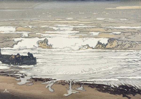 Breaking Waves, September Tide  by Auguste Louis Lepere - Hand-Painted Oil Painting Reproduction