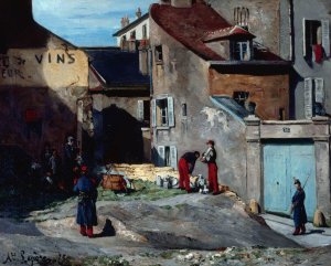 episode De La Commune, Rue Des Rosiers, a Montmartre by Auguste Louis Lepere Oil Painting