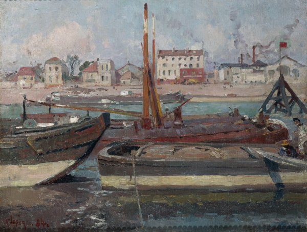 La Seine, au quai de la Rapee  by Auguste Louis Lepere - Hand-Painted Oil Painting Reproduction