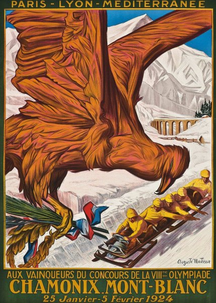 Main Product Photo of Chamonix Mont-Blanc, VIIIme Olympiade 1924 Painting by Auguste Matisse