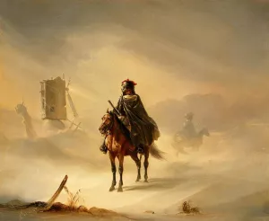 Two French Hussars on Patrol in Winter by Auguste Raffet - Oil Painting Reproduction