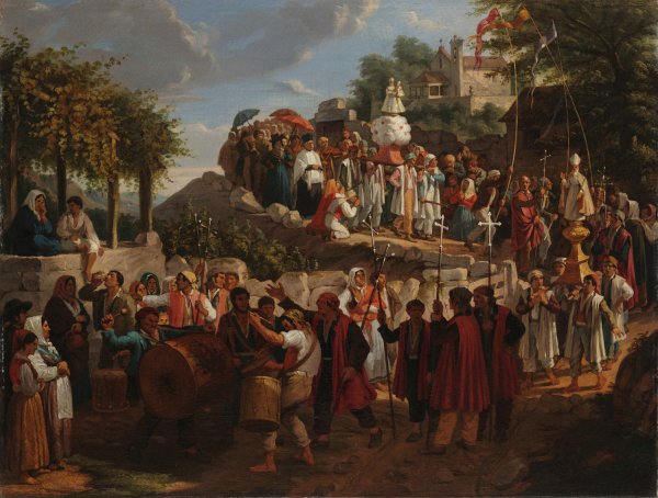 Procissao  by Auguste Roquemont - Hand-Painted Oil Painting Reproduction