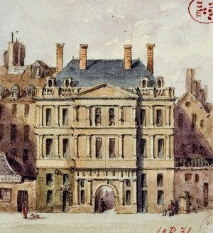 Cour de la Sainte Chapelle by Auguste-Sebastien Benard Oil Painting