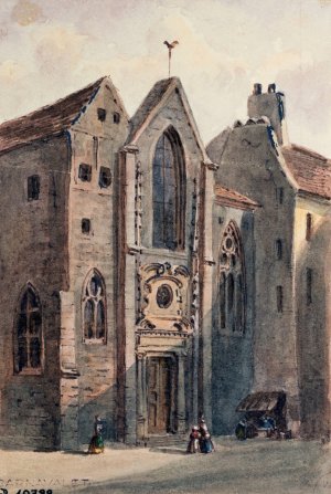 Eglise Saint Landry by Auguste-Sebastien Benard Oil Painting