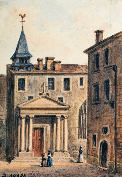 Eglise Saint-Pierre des Arts by Auguste-Sebastien Benard - Hand-Painted Oil Painting Reproduction