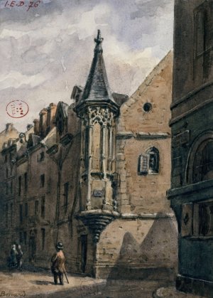 Hotel de Schomberg, rue Jean Tison. by Auguste-Sebastien Benard Oil Painting