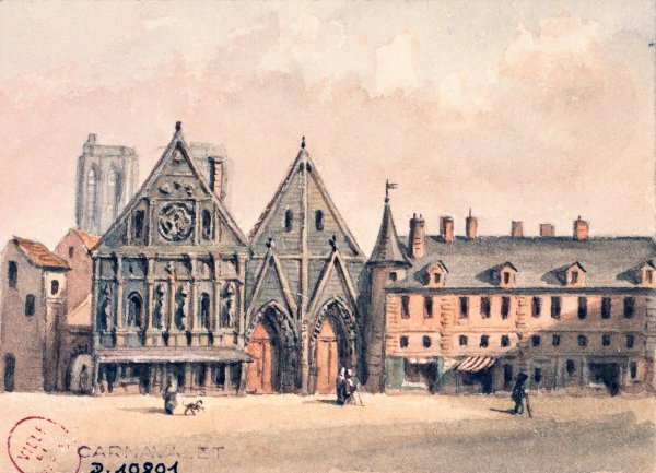 Hotel Dieu avant l'incendie by Auguste-Sebastien Benard - Hand-Painted Oil Painting Reproduction