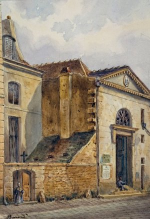 La chapelle Saint-Jean et l'entree du cimetiere Saint-Eustache by Auguste-Sebastien Benard Oil Painting