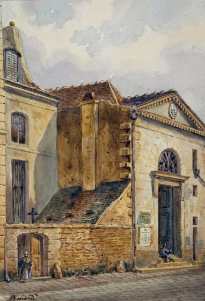 La chapelle Saint-Jean et l'entree du cimetiere Saint-Eustache by Auguste-Sebastien Benard - Hand-Painted Oil Painting Reproduction