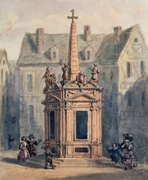 La pyramide expiatoire de Jean Chastel by Auguste-Sebastien Benard Oil Painting