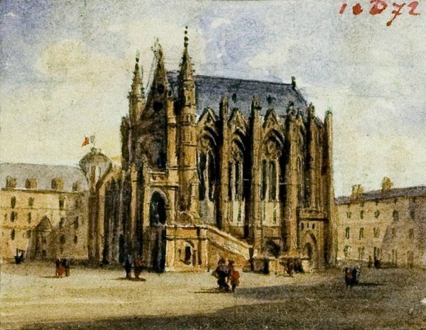 La Sainte Chapelle by Auguste-Sebastien Benard - Hand-Painted Oil Painting Reproduction