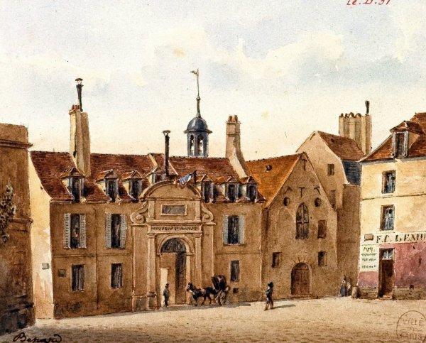 L'ancien hopital de la Pitie, rue Lacepede  by Auguste-Sebastien Benard - Hand-Painted Oil Painting Reproduction