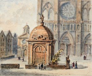 Le parvis de Notre-Dame de Paris by Auguste-Sebastien Benard Oil Painting