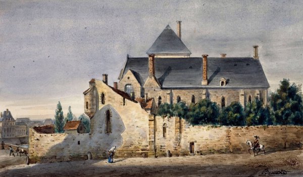 Les restes des batiments de l'hotel du Petit Bourbon by Auguste-Sebastien Benard - Hand-Painted Oil Painting Reproduction