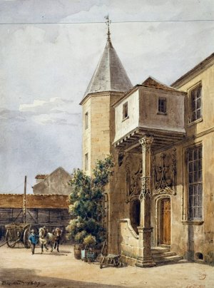 Maison dite de Saint-Louis et hangar by Auguste-Sebastien Benard Oil Painting