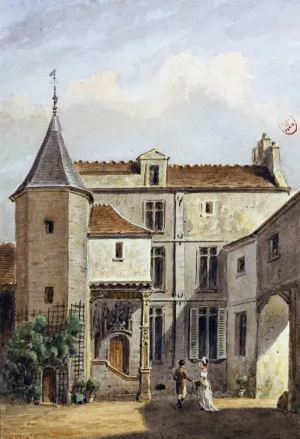 Maison dite de Saint-Louis, rue des marmousets by Auguste-Sebastien Benard Oil Painting