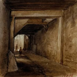 Passage Saint Jean de Latran Oil painting by Auguste-Sebastien Benard
