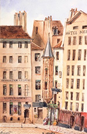 Place de l'Hotel de Ville by Auguste-Sebastien Benard Oil Painting
