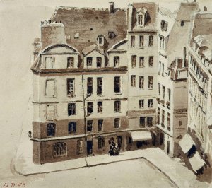 Place du marche neuf Oil painting by Auguste-Sebastien Benard