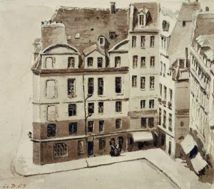 Place du marche neuf by Auguste-Sebastien Benard Oil Painting