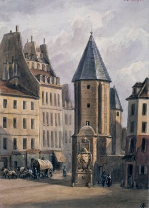 Tour d'Alexandre, restes de l'abbaye Saint Victor by Auguste-Sebastien Benard Oil Painting